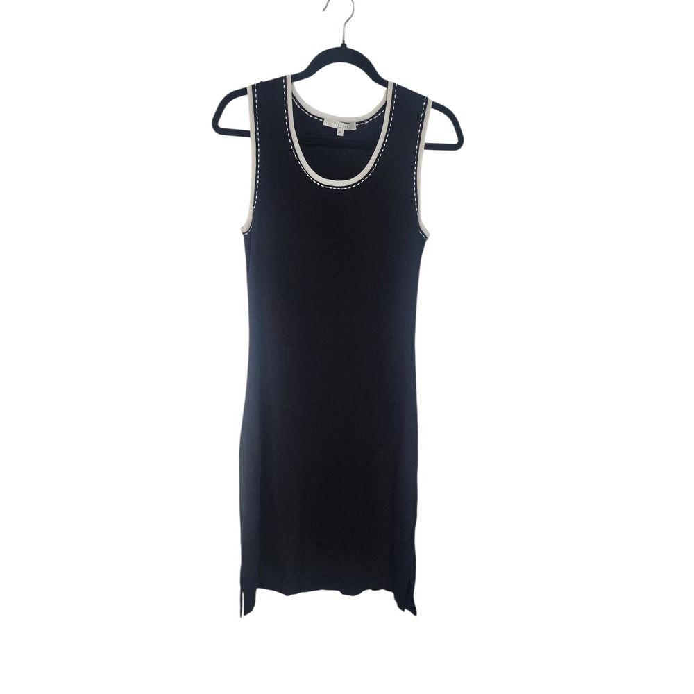 Vertigo Paris Womens Black Knit Sleeveless Sheath Dress Contrast Trim UT107550 M